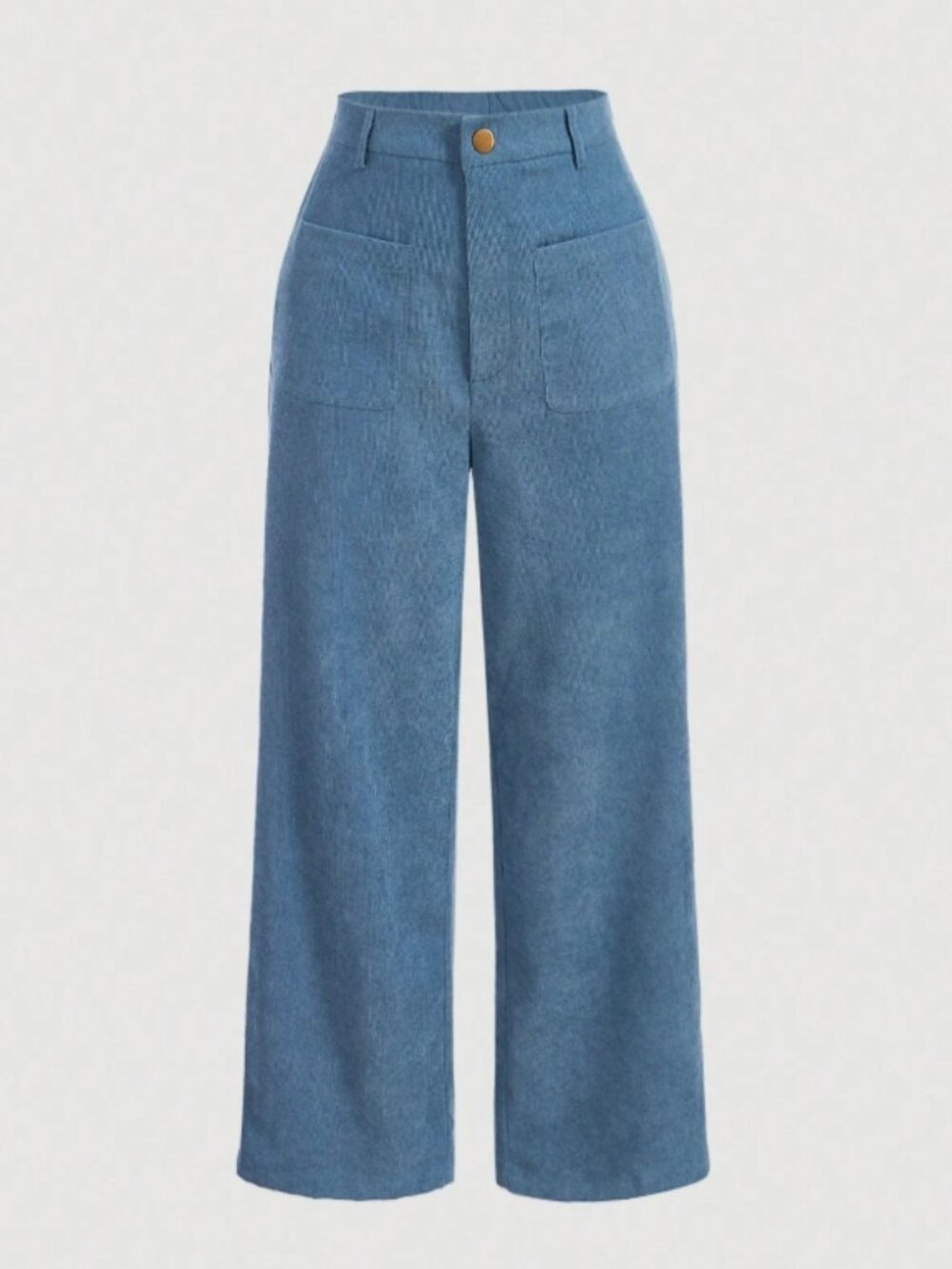Blue Wide Leg Pants | Size L | High Waist Straight Leg Trousers